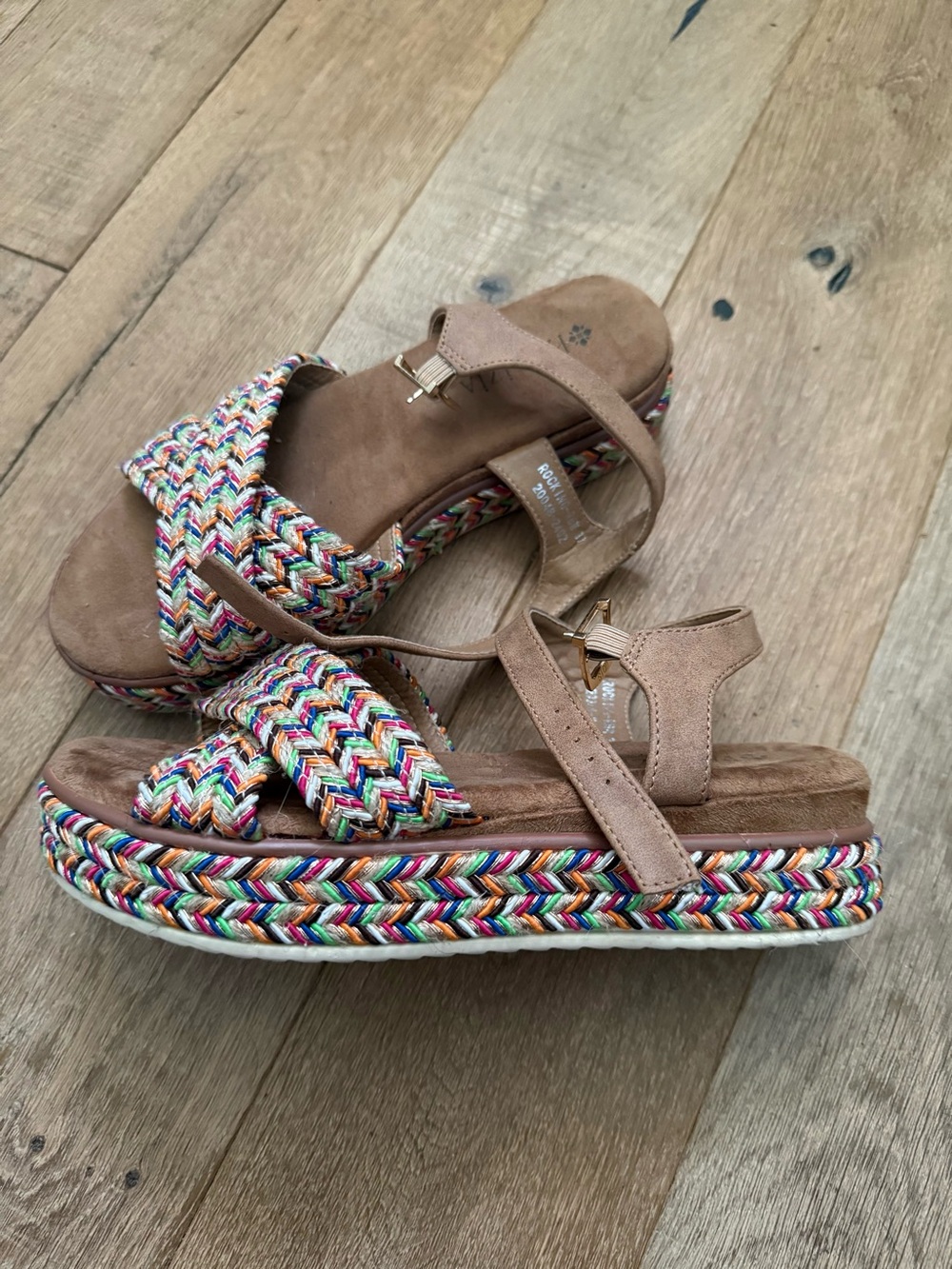 Women’s Multicolor Braided Platform Sandal with Tan Straps